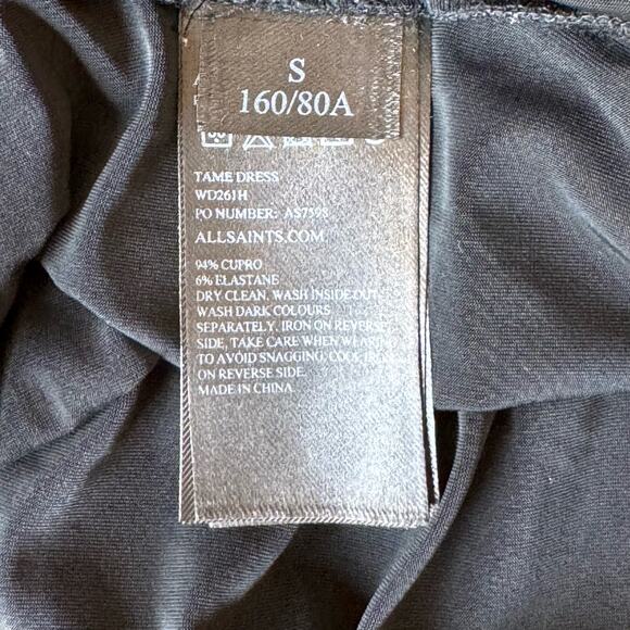 Allsaints Tame Dress Black Size‎ Small Faux Wrap Assymetrical Hem - Picture 11 of 12